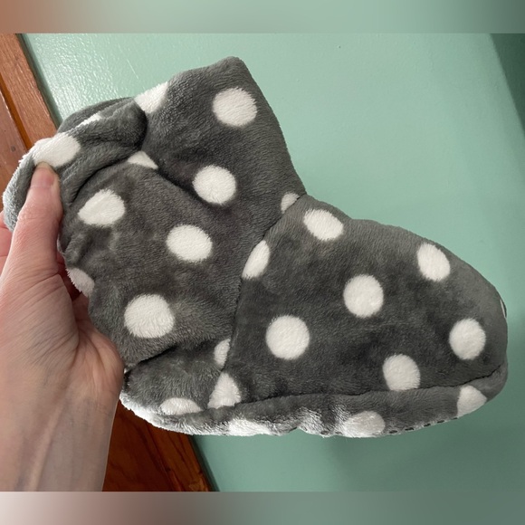 Plush fleece slippers booties in polka dots and sherpa nwt woman’s - Picture 1 of 4